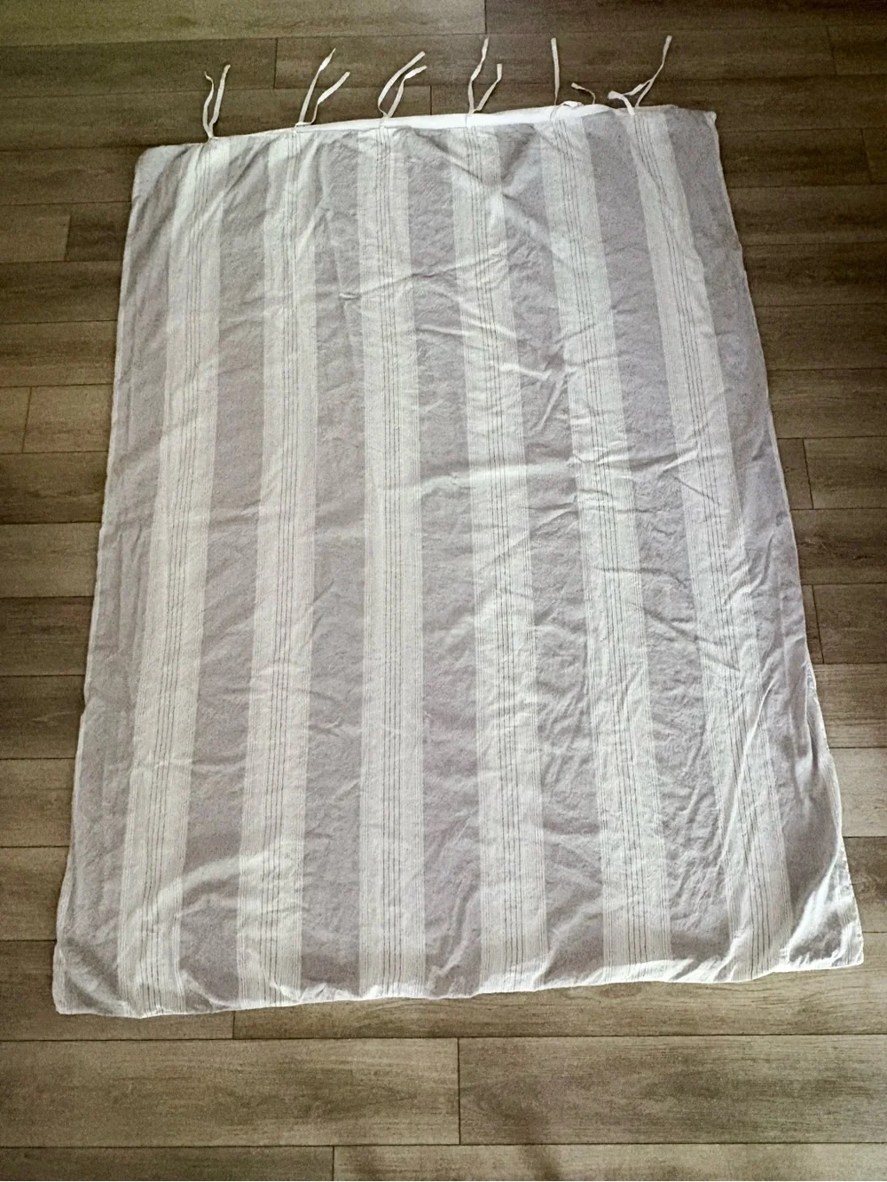 West Elm Linen | Cotton Woven Stripe Twin Duvet Cover Neutral Gray Cream